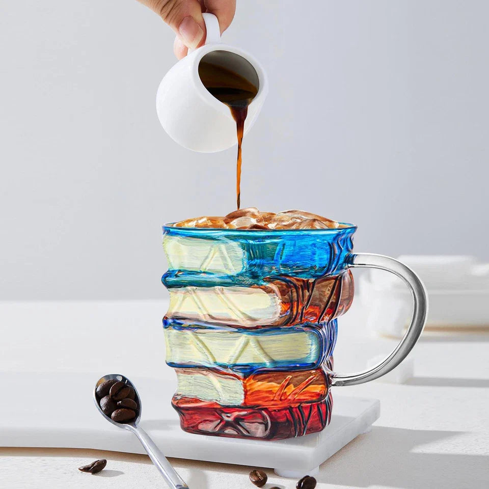 3D Painted Book Mug Colored Glass Coffee Cup Tea Mug Novelty Drinkware Cup Gift