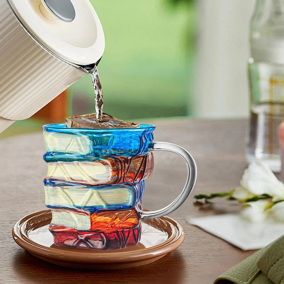 3D Painted Book Mug Colored Glass Coffee Cup Tea Mug Novelty Drinkware Cup Gift