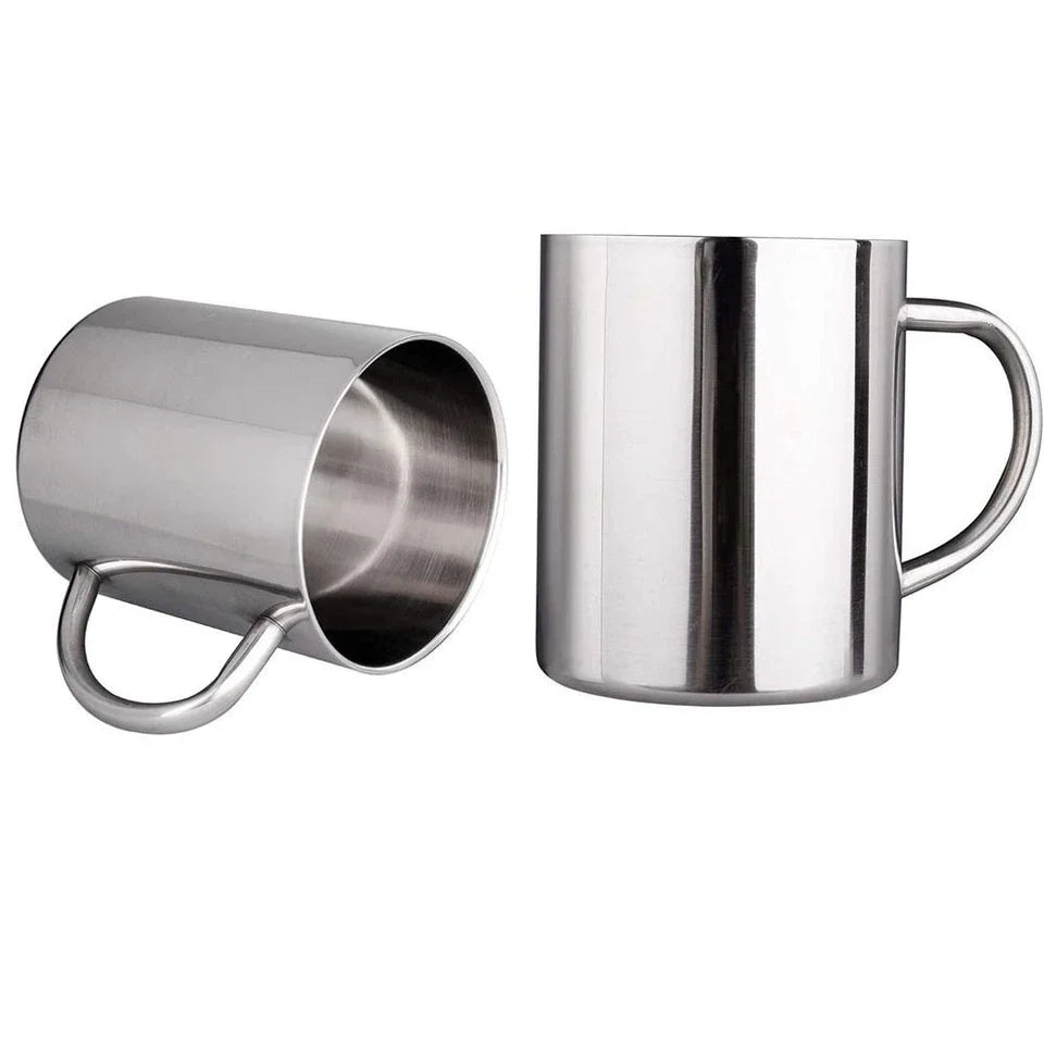220ml Stainless Steel Coffee Mug with Handle Metal Double Walled Cup Camping Mug